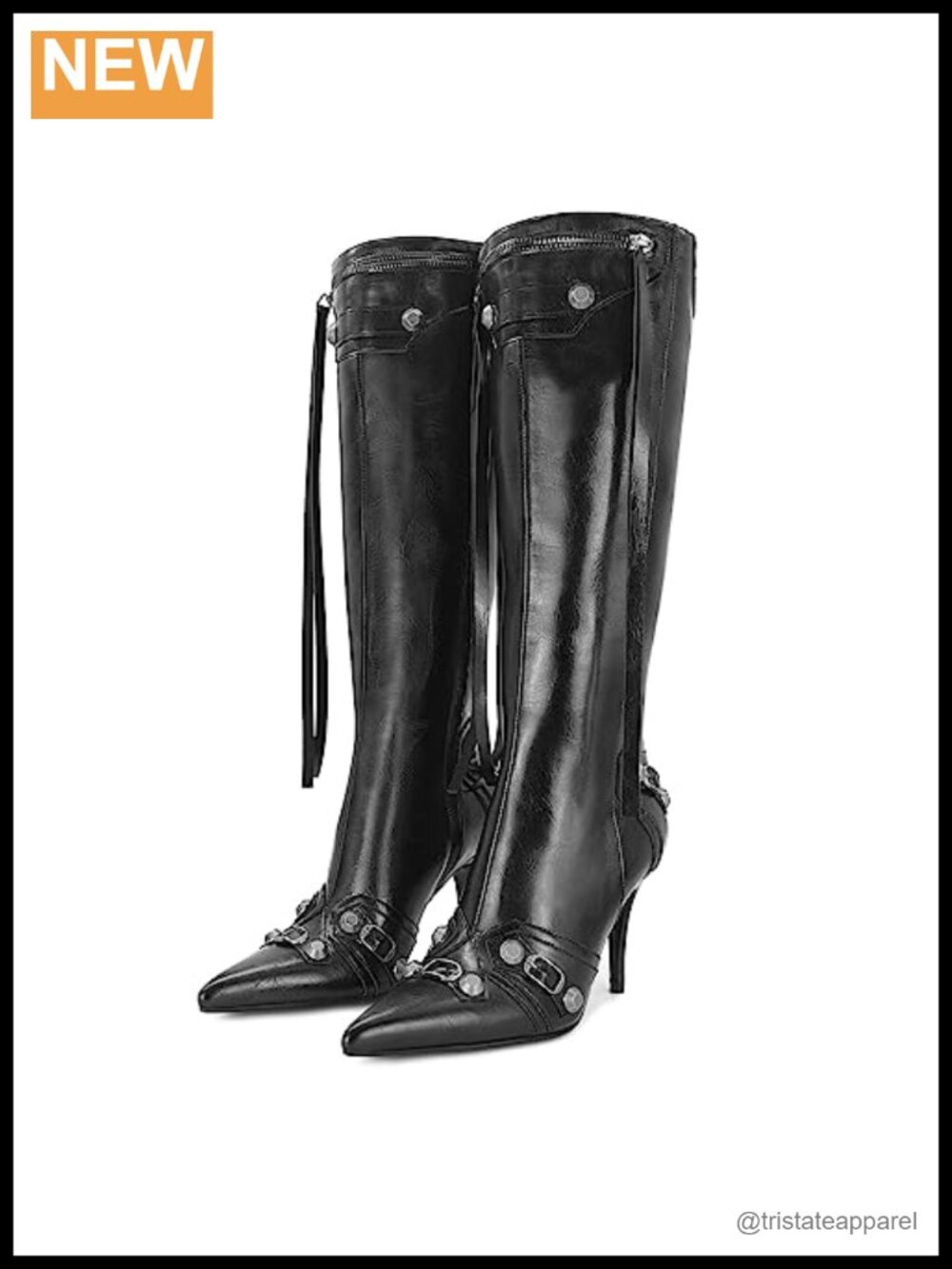 Stiletto Knee High Boots Pointed Toe High Heel Zipper